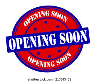 Stamp with text opening soon inside, vector illustration