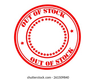 Stamp with text out of stock inside, vector illustration