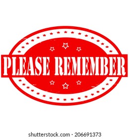 Stamp with text please remember inside, vector illustration