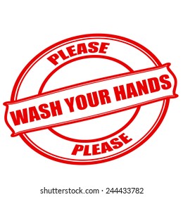 Stamp with text please wash your hands inside, vector illustration