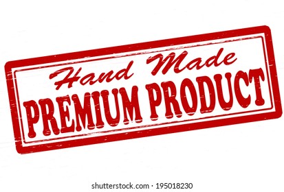 Stamp with text premium products inside, vector illustration