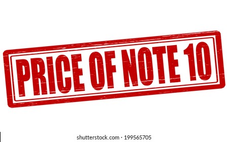 Stamp with text price of note ten inside, vector illustration