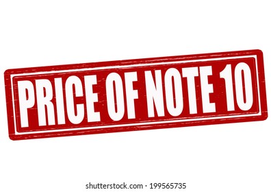 Stamp with text price of note ten inside, vector illustration