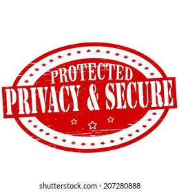 Stamp with text privacy and secure inside, vector illustration