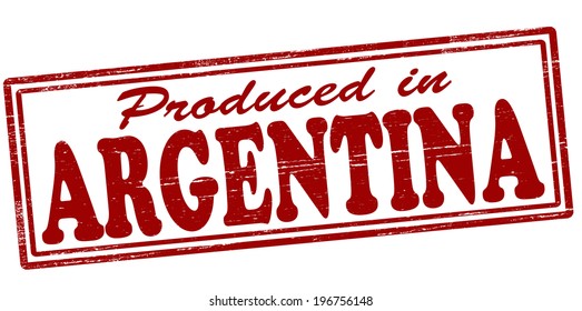 Stamp with text produced in Argentina inside, vector illustration