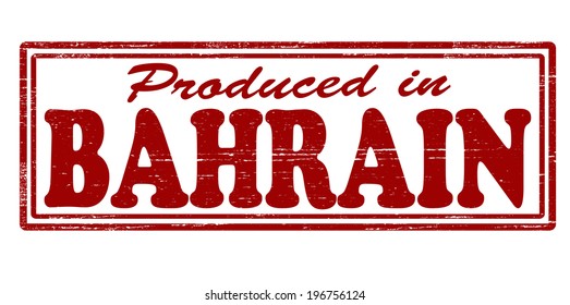 Stamp with text produced in Bahrain inside, vector illustration