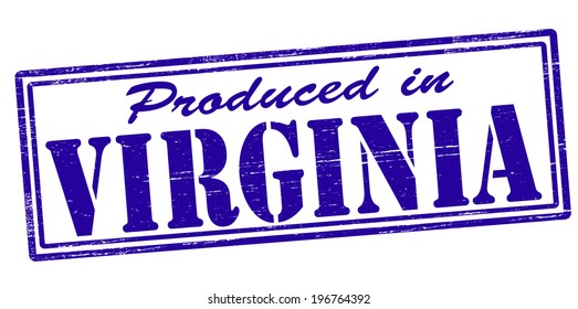 Stamp with text produced in Virginia inside, vector illustration