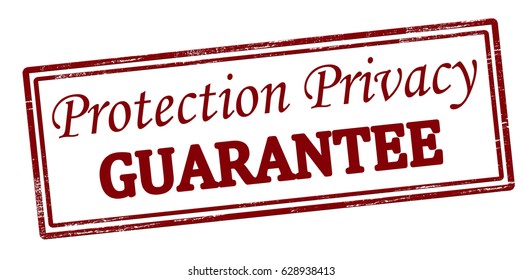 Stamp with text protection privacy guarantee inside, vector illustration