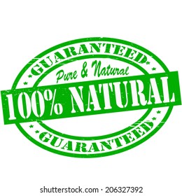 Stamp with text pure and natural inside, vector illustration