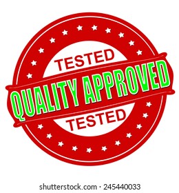 Stamp with text quality approved inside, vector illustration