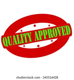 Stamp with text quality approved inside, vector illustration