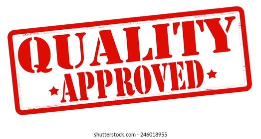 Stamp with text quality approved inside, vector illustration