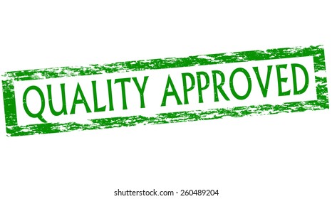 Stamp with text quality approved inside, vector illustration