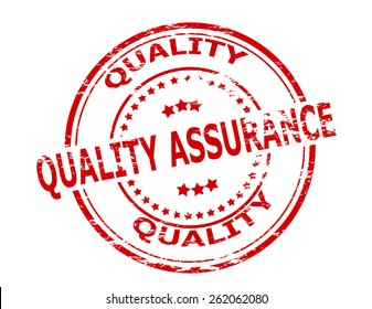 Stamp with text quality assurance inside, vector illustration