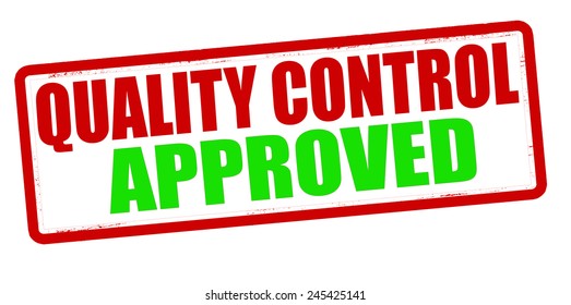 Stamp with text quality control approved inside, vector illustration