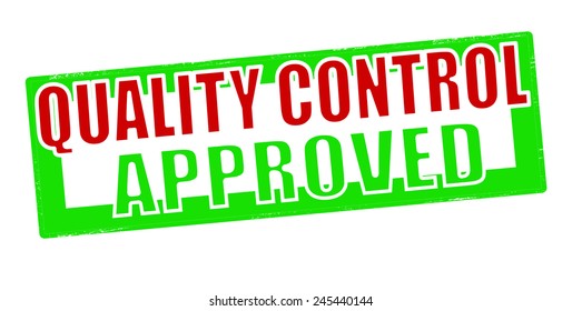 Stamp with text quality control approved inside, vector illustration