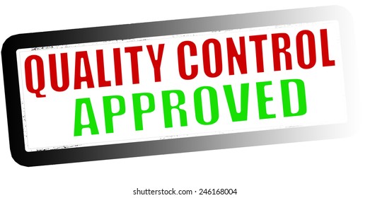 Stamp with text quality control approved inside, vector illustration
