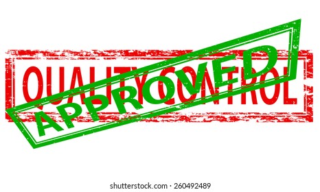 Stamp with text quality control approved inside, vector illustration