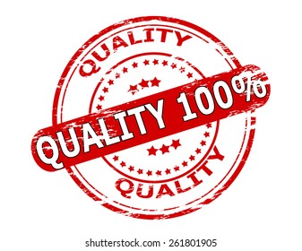 Stamp with text quality one hundred percent inside, vector illustration