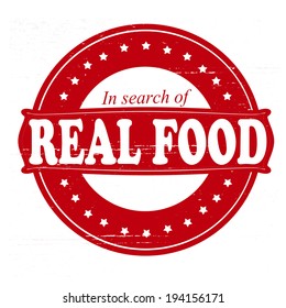 Stamp with text real food inside, vector illustration