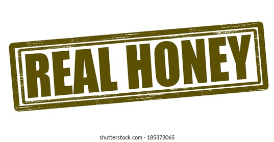 Stamp with text real honey inside, vector illustration