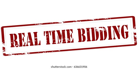 Stamp with text real time bidding inside, vector illustration