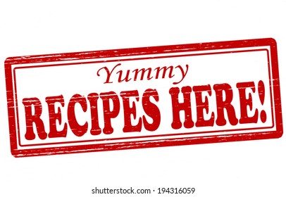 Stamp with text recipes here inside, vector illustration