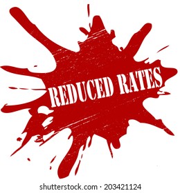 Stamp with text reduced rates inside, vector illustration