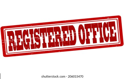 Stamp with text registered office inside, vector illustration