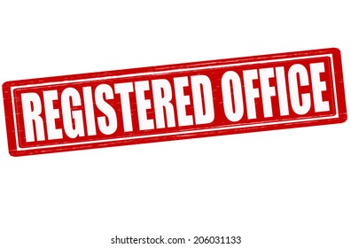 Stamp with text registered office inside, vector illustration