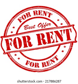Stamp with text for rent inside, vector illustration