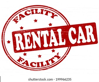 Stamp with text rental car inside, vector illustration