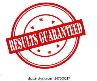 Stamp with text results guaranteed inside, vector illustration