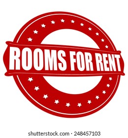 Stamp with text rooms for rent inside, vector illustration