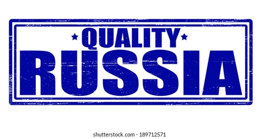 Stamp with text Russia quality  inside, vector illustration