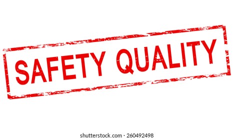 Stamp with text safety quality inside, vector illustration