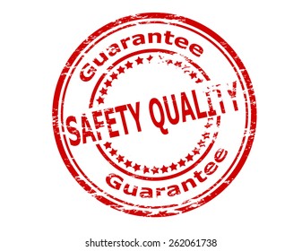 Stamp with text safety quality inside, vector illustration
