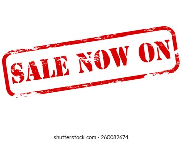 Stamp with text sale now on inside, vector illustration