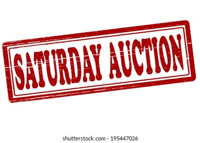 Stamp with text Saturday auction inside, vector illustration
