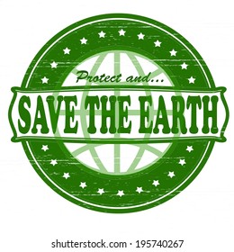 Stamp with text save the Earth inside, vector illustration