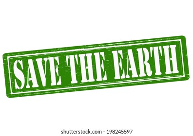 Stamp with text save the Earth inside, vector illustration