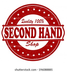 Stamp with text second hand shop inside, vector illustration