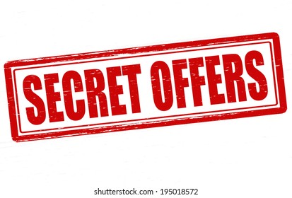 Stamp with text secret offers inside, vector illustration
