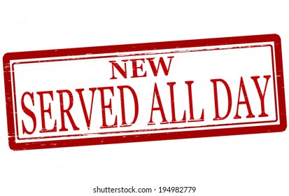 Stamp with text served all day inside, vector illustration