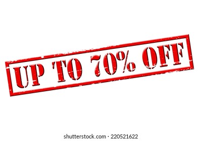 Stamp with text up to seventy percent off inside, vector illustration