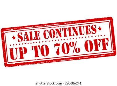 Stamp with text up to seventy percent off inside, vector illustration