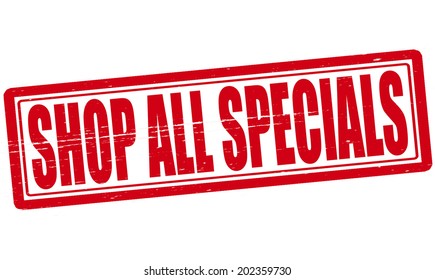 Stamp with text shop all specials inside, vector ilustration