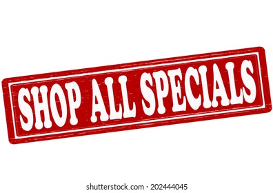 Stamp with text shop all specials inside, vector ilustration