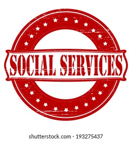 Stamp with text social services inside, vector illustration