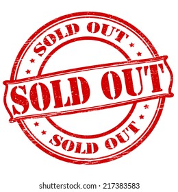 Stamp with text sold out inside, vector illustration